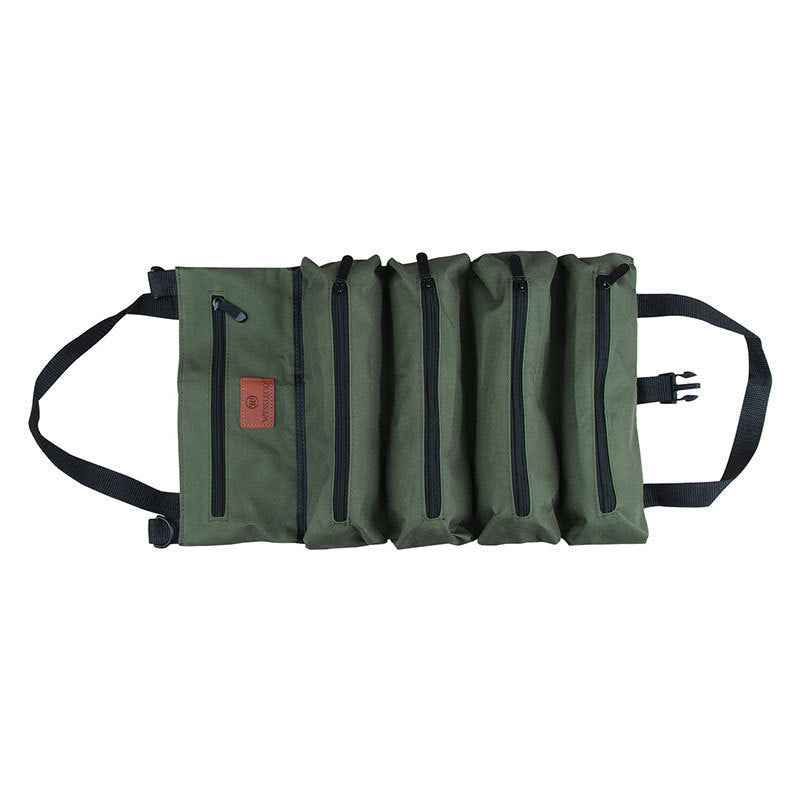 Heavy-Duty Canvas Tool Roll Up Bag & Organizer Tote - Multi-Pocket Wrench & Tool Pouch(Blue)