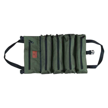 Heavy-Duty Canvas Tool Roll Up Bag & Organizer Tote - Multi-Pocket Wrench & Tool Pouch(Blue)
