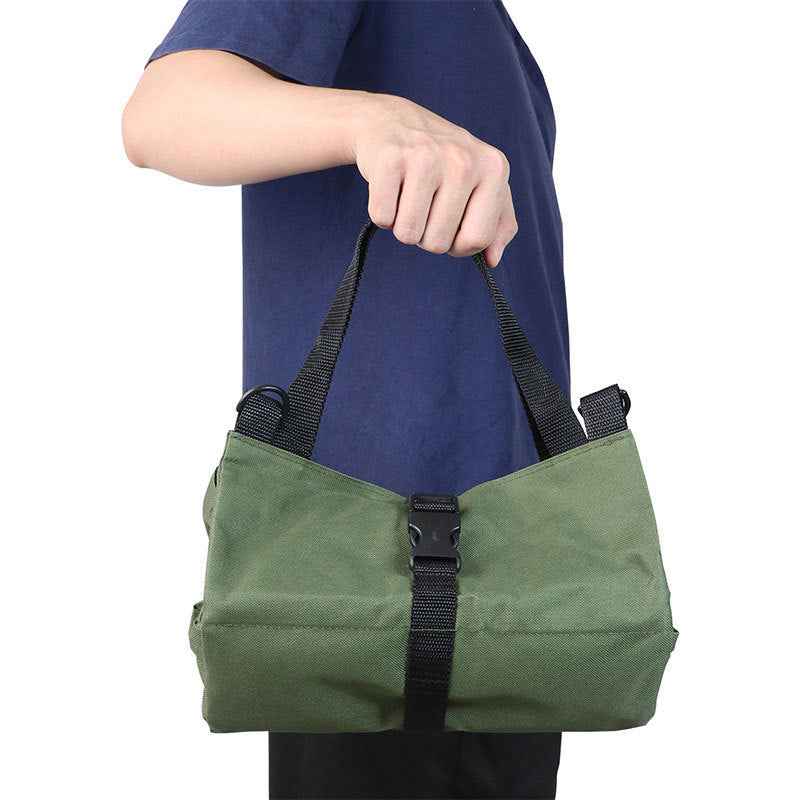 Heavy-Duty Canvas Tool Roll Up Bag & Organizer Tote - Multi-Pocket Wrench & Tool Pouch(Khaki)