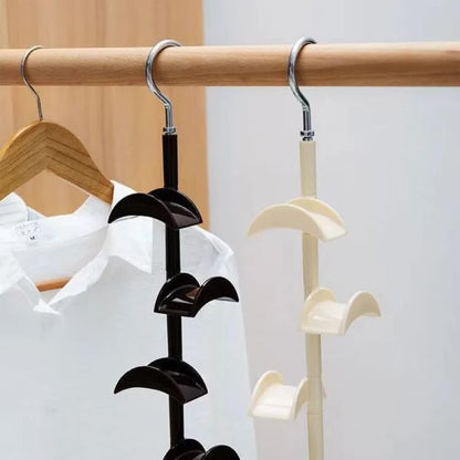 2-Pack White 360 Degree Rotating 4-Tier Closet Organiser Hook - Multi-Functional Bag Hanger, Tie & Belt Rack for Wardrobe Storage