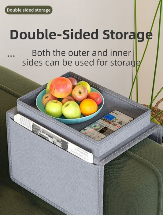 Beige Foldable  Sofa Armrest Organizer With 3-Zones - 20kg Load Capacity, Thickended Oxford Cloth Storage Bag for Dorms, Cars & Living Rooms