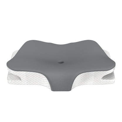 Grey Breathable Butterfly Contoured Memory Foam Pillow - Dual-Height Orthopedic Neck Pillow with 5-Zone Cervical Support