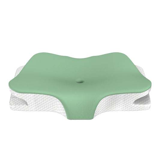 Green Breathable Butterfly Contoured Memory Foam Pillow - Dual-Height Orthopedic Neck Pillow with 5-Zone Cervical Support