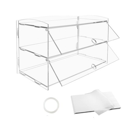 Mershine 2-Tier Bakery Display Case Cabinet Pastry Acrylic Cupcake Donuts Cake Pastry Clear Display Cabinet Shelf Transparent Showcase 225x485x330mm