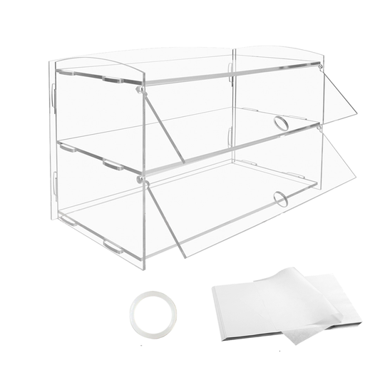 Mershine 2-Tier Bakery Display Case Cabinet Pastry Acrylic Cupcake Donuts Cake Pastry Clear Display Cabinet Shelf Transparent Showcase 225x485x330mm
