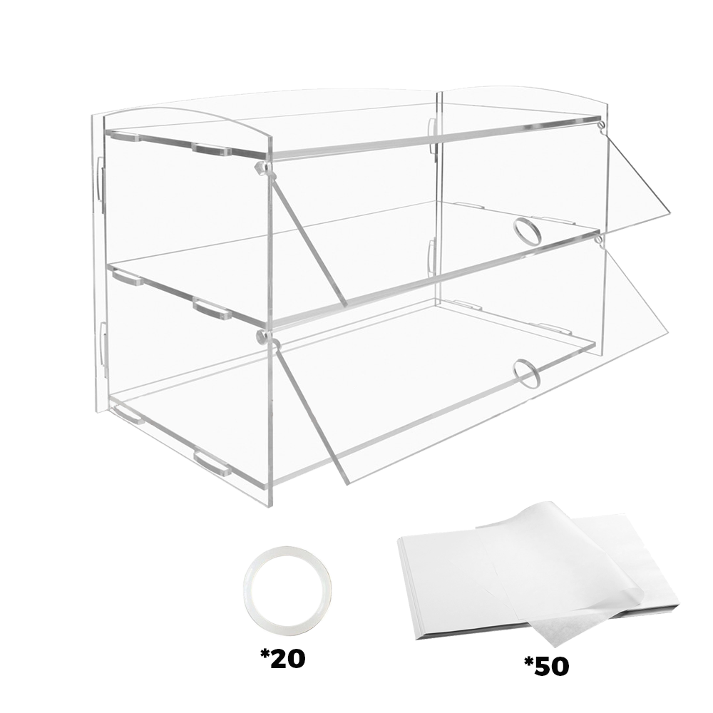 Mershine 2-Tier Bakery Display Case Cabinet Pastry Acrylic Cupcake Donuts Cake Pastry Clear Display Cabinet Shelf Transparent Showcase 225x485x330mm