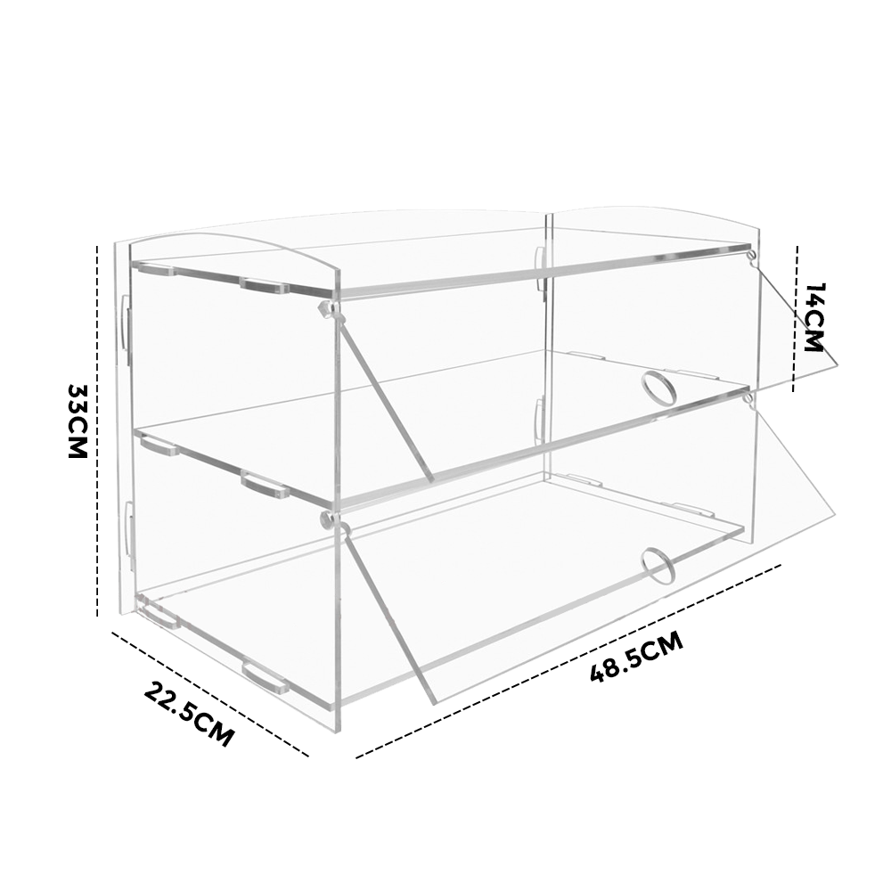 Mershine 2-Tier Bakery Display Case Cabinet Pastry Acrylic Cupcake Donuts Cake Pastry Clear Display Cabinet Shelf Transparent Showcase 225x485x330mm