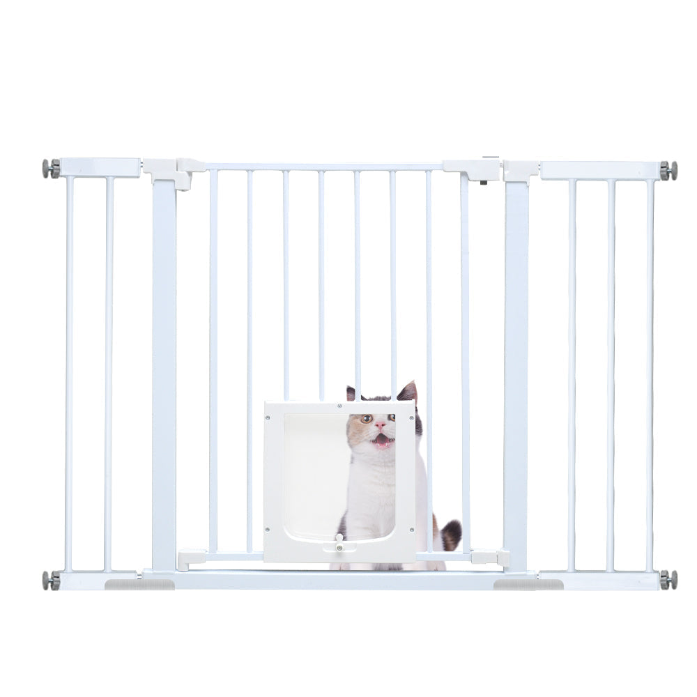 Mershine 76cm Tall Baby Pet Security Gate Safety Adjustable Width with Cat Door for House Doorways Stairs Guard Extension Part Width 12cm/24cm Wall Mount