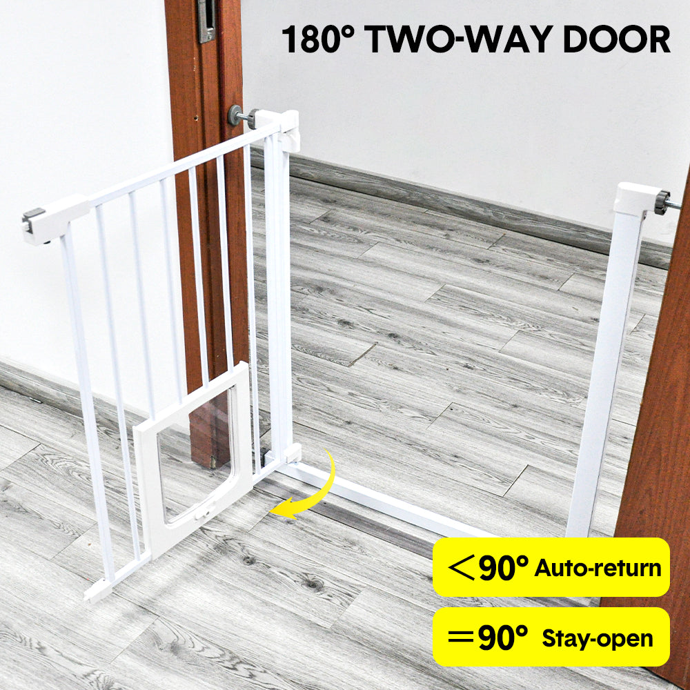 Mershine 76cm Tall Baby Pet Security Gate Safety Adjustable Width with Cat Door for House Doorways Stairs Guard Extension Part Width 12cm/24cm Wall Mount