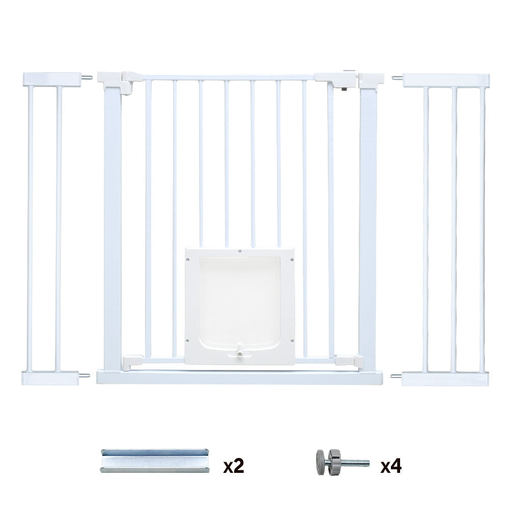 Mershine 76cm Tall Baby Pet Security Gate Safety Adjustable Width with Cat Door for House Doorways Stairs Guard Extension Part Width 12cm/24cm Wall Mount