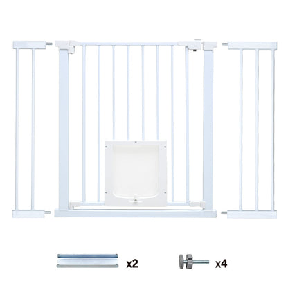Mershine 76cm Tall Baby Pet Security Gate Safety Adjustable Width with Cat Door for House Doorways Stairs Guard Extension Part Width 12cm/24cm Wall Mount