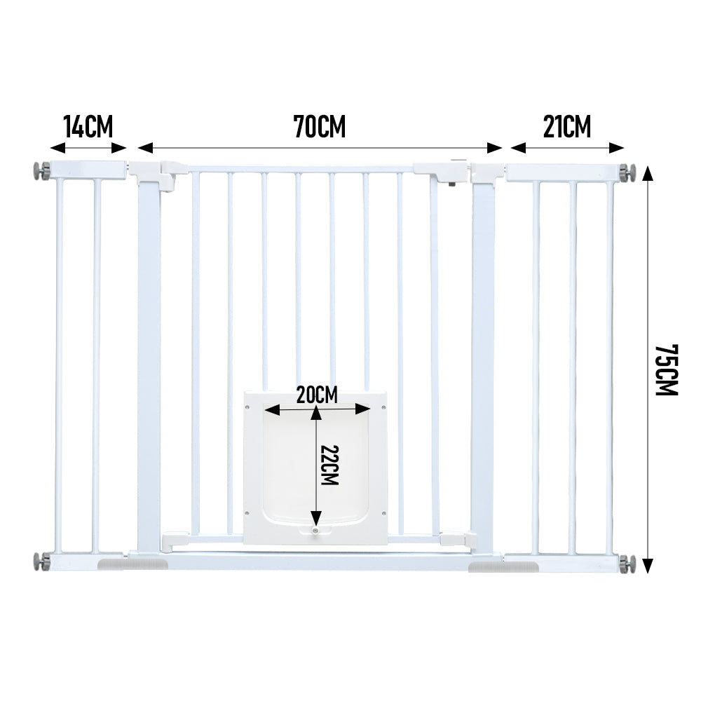 Mershine 76cm Tall Baby Pet Security Gate Safety Adjustable Width with Cat Door for House Doorways Stairs Guard Extension Part Width 12cm/24cm Wall Mount