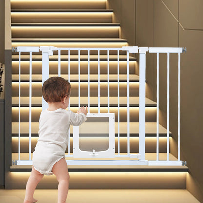 Mershine 76cm Tall Baby Pet Security Gate Safety Adjustable Width with Cat Door for House Doorways Stairs Guard Extension Part Width 12cm/24cm Wall Mount