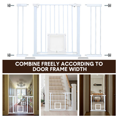 Mershine 76cm Tall Baby Pet Security Gate Safety Adjustable Width with Cat Door for House Doorways Stairs Guard Extension Part Width 12cm/24cm Wall Mount