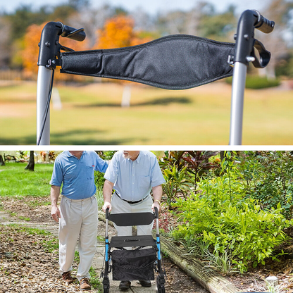 Mershine  2 In 1 Foldable X-Fold Mobility Walker Rollator Chair Aid 8 Inch Wheel Max Load 136KG with Zippered Storage Bag for Elderly Seniors Indoor Outdoor Use