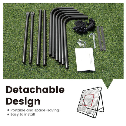 1m Football Rebounder Net Soccer Training Kickback Target Bounce Wall Detachable Metal Frame and PE Net For Passing Shooting Practice Sports Skills Trainer