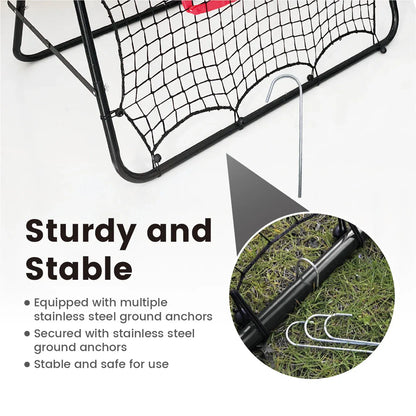 1m Football Rebounder Net Soccer Training Kickback Target Bounce Wall Detachable Metal Frame and PE Net For Passing Shooting Practice Sports Skills Trainer
