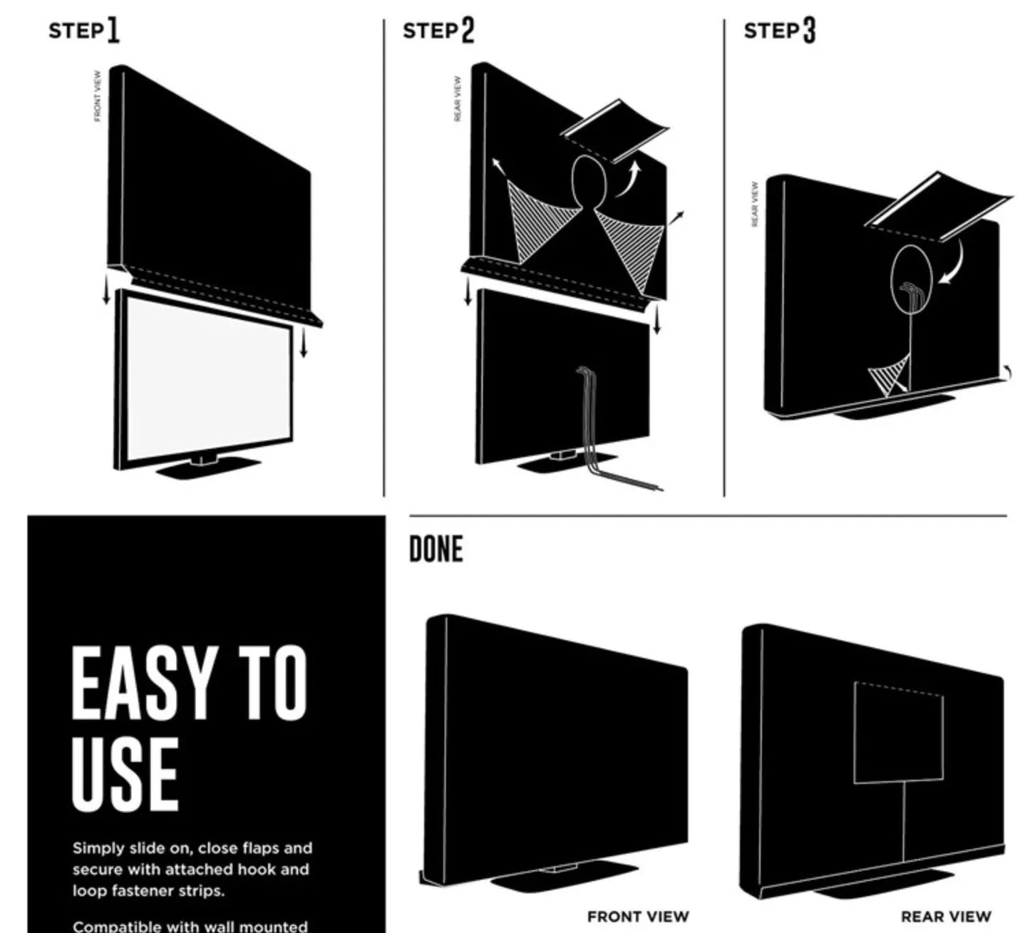 Dust-proof Outdoor TV Cover 50-52 Inch Flat Television Waterproof UV Resistant Protector, Built In Remote Controller Storage Pocket-L