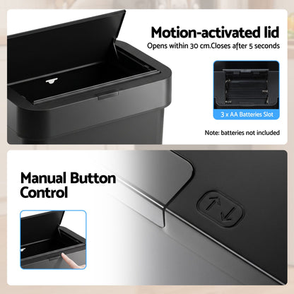 Artiss Rubbish Bin 50L Sensor Kitchen Automatic Motion Plastic Touchless Black