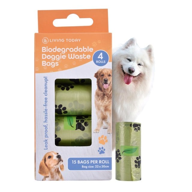 Livingtoday 60 Pcs Biodegradable Unscented Pet Dog Poop Waste Bags