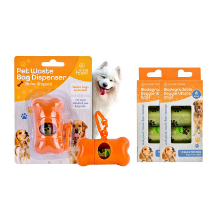 Livingtoday Pet Dog Poop Dispenser and 135 Pcs Biodegradable Unscented Waste Bags