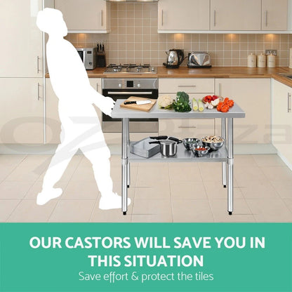 Cefito 4" Swivel Castor Wheels Stainless Steel Kitchen Bench Set of 4