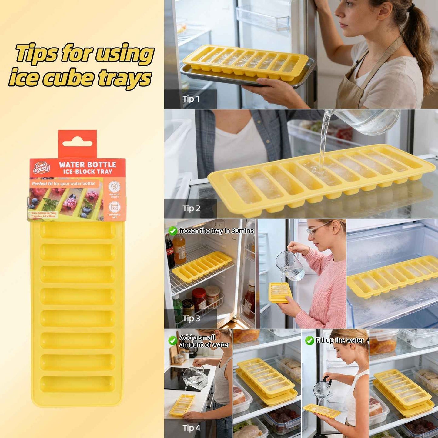 Silicone Water Bottle Ice Block Tray