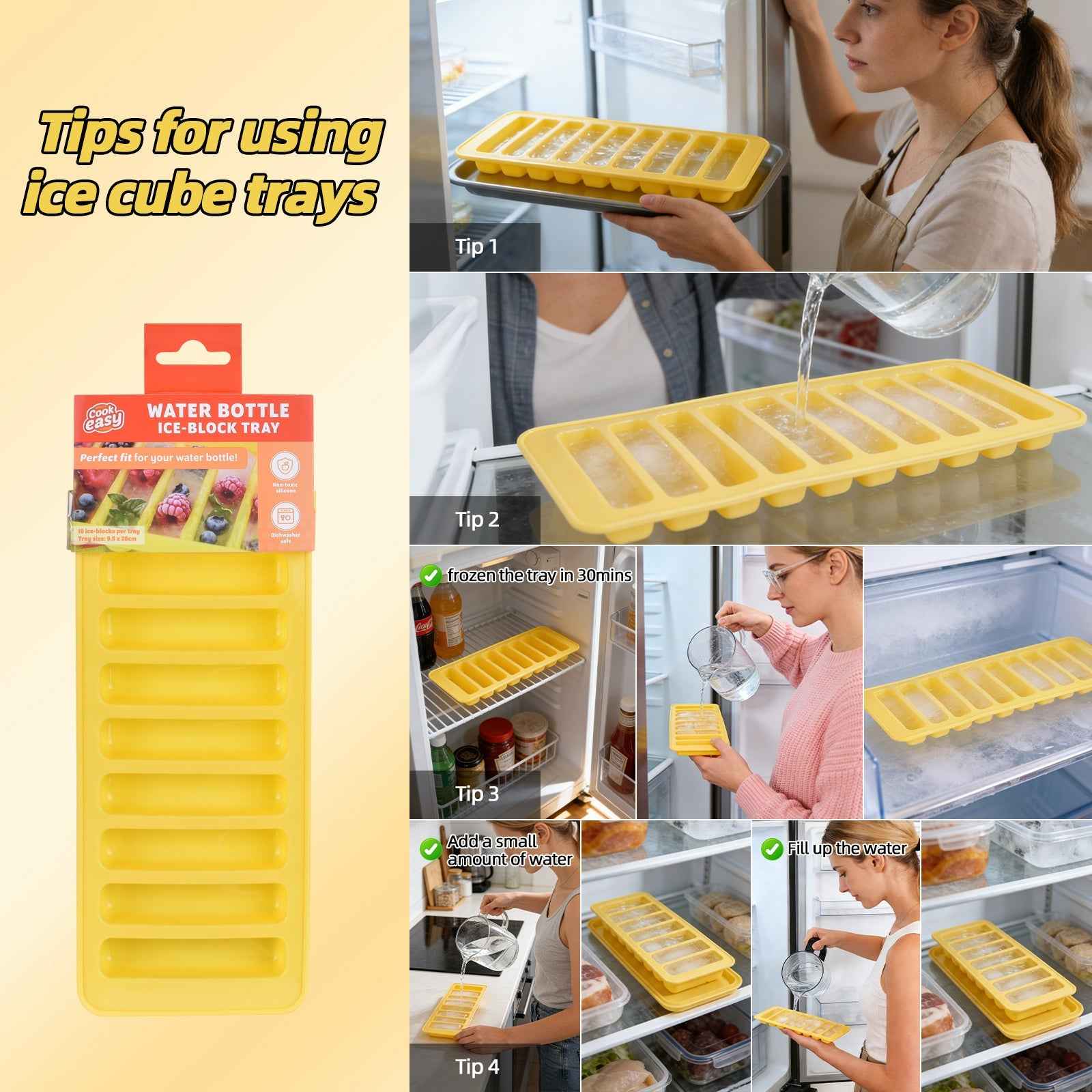 Silicone Water Bottle Ice Block Tray