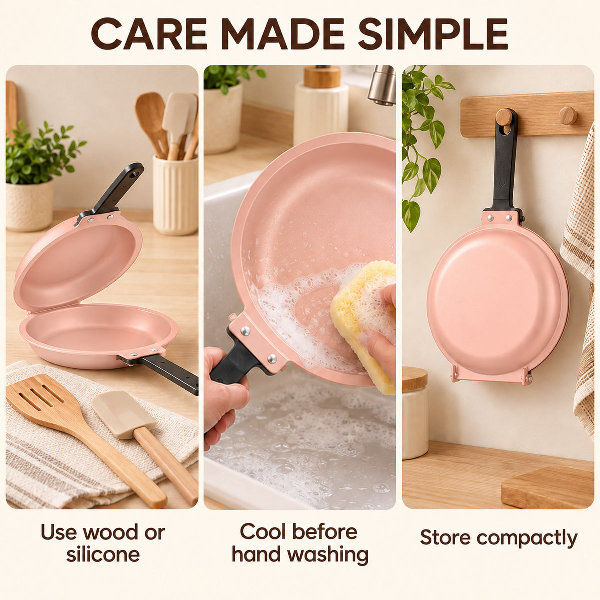 Double-Sided Non-Stick Frying Pan, 19cm Flip Pancake Pan with Heat-Resistant Handle for Eggs, Pancakes & Toast, Gas Electric & Ceramic Stoves