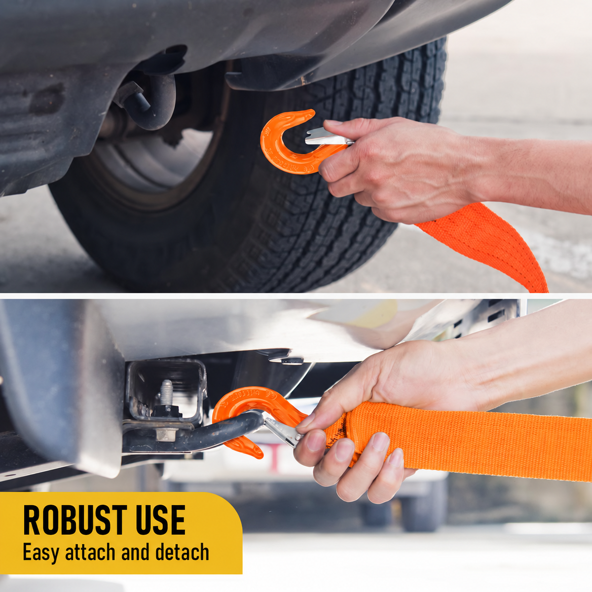 2T Sling Hook & Hammerlock Kit, 2 Sets Heavy Duty Trailer Safety Chain Hooks for Caravan, Camper & Boat Trailers-Orange