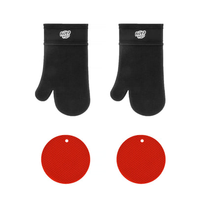 4 Pcs Silicone Oven Mitt and Multi Purpose Kitchen Heat Pad Insulation Mat