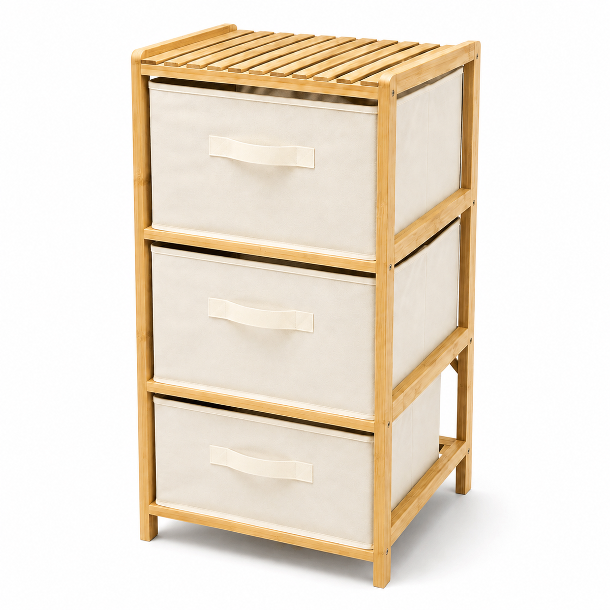 3 Drawer Bamboo Storage Chest Fabric Organiser 78x34x35cm — 1