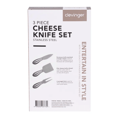 3 Pcs Clevinger Belmont Stainless Steel Cheese Knife Set