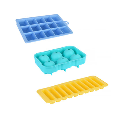 3 Pcs Silicone Easy Pop 6 Sphere Ice Cube Tray / Water Bottle Ice Block Tray / 15 Grids Ice Cube Tray