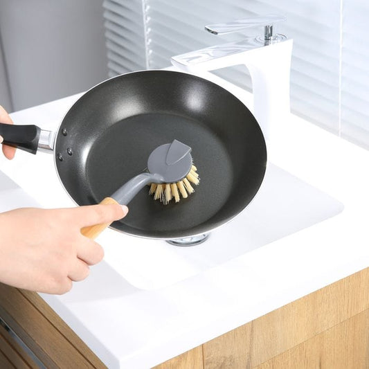 3 pcs Clevinger Eco Cleaning Bamboo Dish Brush – Eco-Friendly Ergonomic Kitchen Scrubber