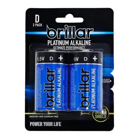 2 Pcs Brillar D Platinum Alkaline Batteries