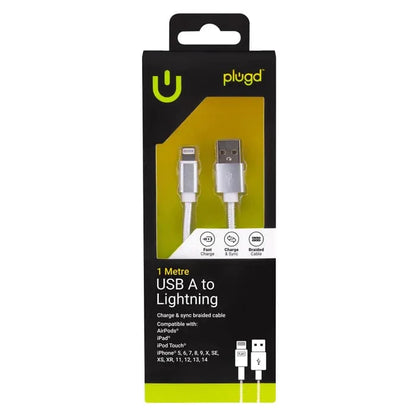 1M USB A to Lightning Braided Charge & Sync Cable