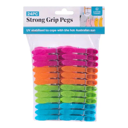 24 Pcs Livingtoday  Strong Grip Pegs