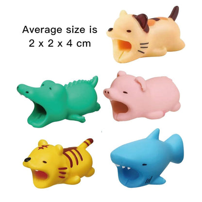 5 Pcs Animal Collection Silicon Cable Protector Pack-Random Design Selected