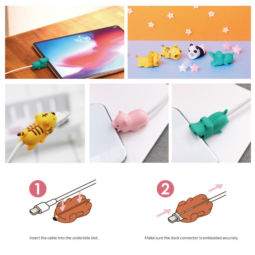 5 Pcs Animal Collection Silicon Cable Protector Pack-Random Design Selected