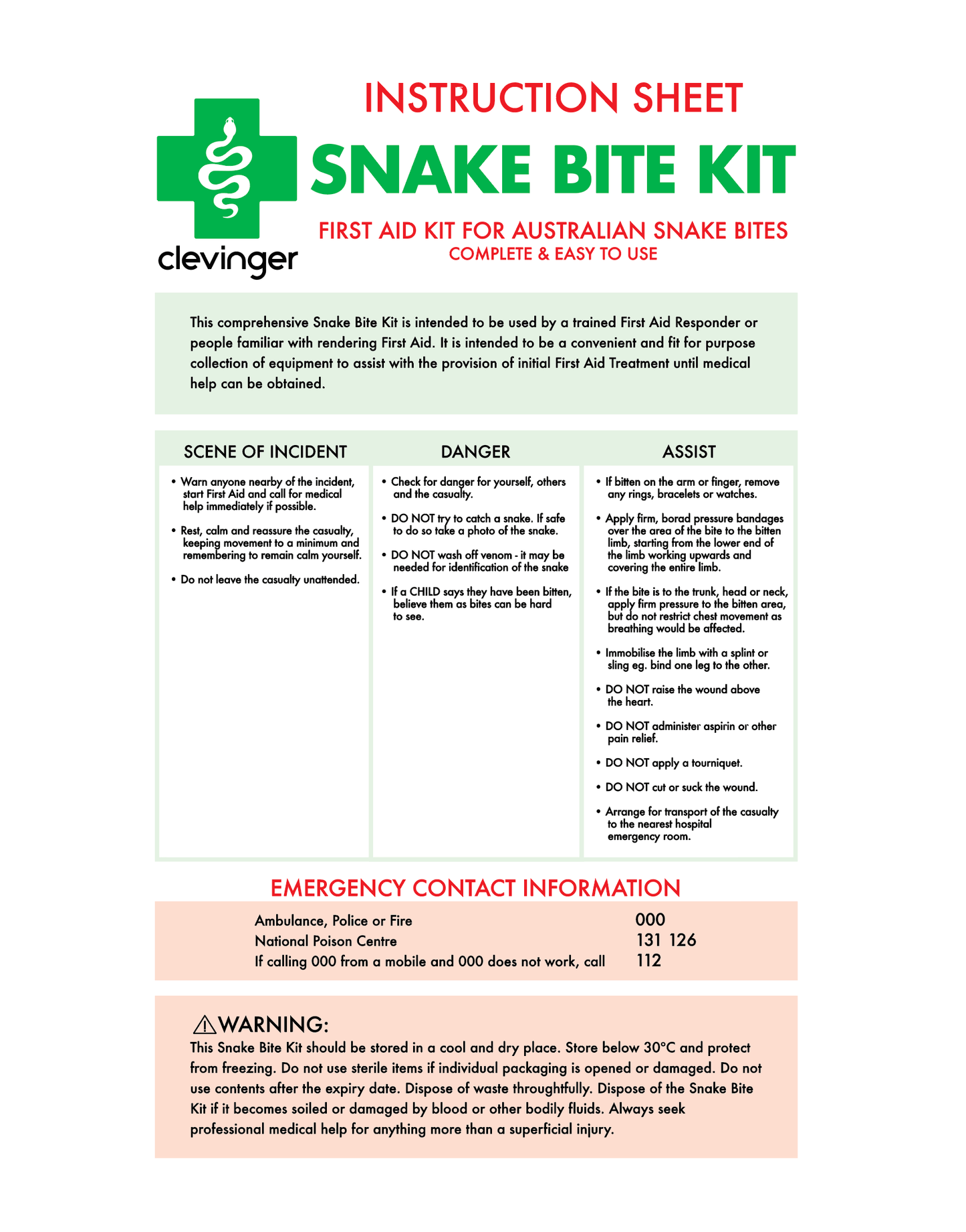 9 Pcs Snake Bite Emergency First Aid Kit
