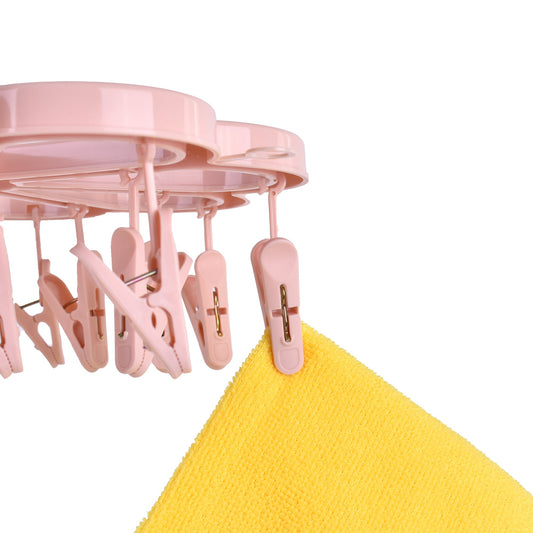 Livingtoday Collapsible 16 Pegs Airer Pink