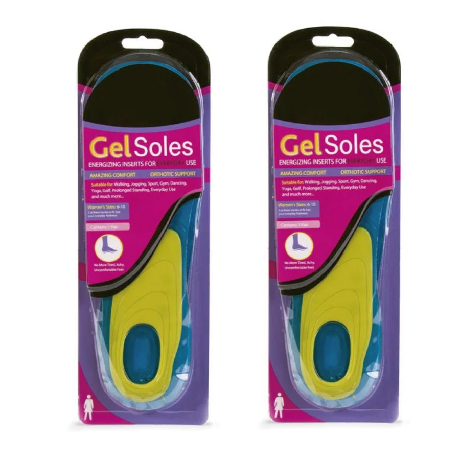 2 Pairs of Orthotic Support Female Gel Insoles Size 6-10