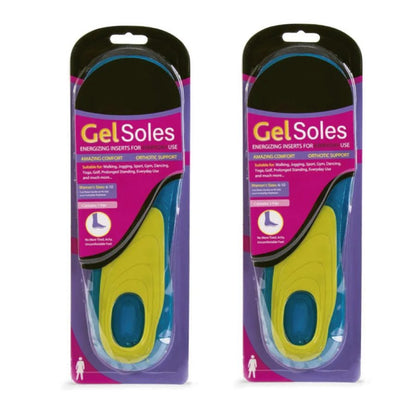 2 Pairs of Orthotic Support Female Gel Insoles Size 6-10