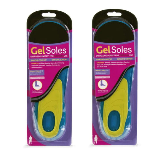 2 Pairs of Orthotic Support Female Gel Insoles Size 6-10