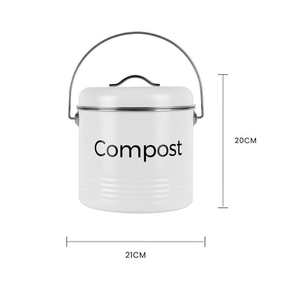 3.5L Kitchen Bench Compost Bin with 6 Replacement Activated Carbon Filters